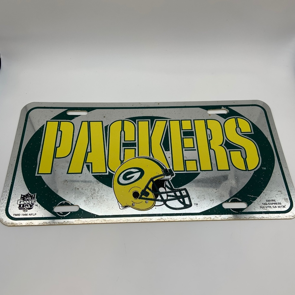 Vintage 1996 Tag Express Green Bay Packers Plastic Decorative License Plate